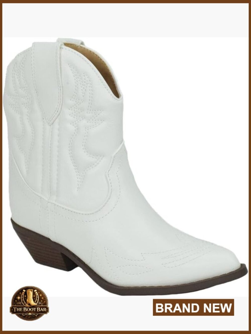 Western Stitched Ankle Boots Pointed Toe Booties Pull-On Style